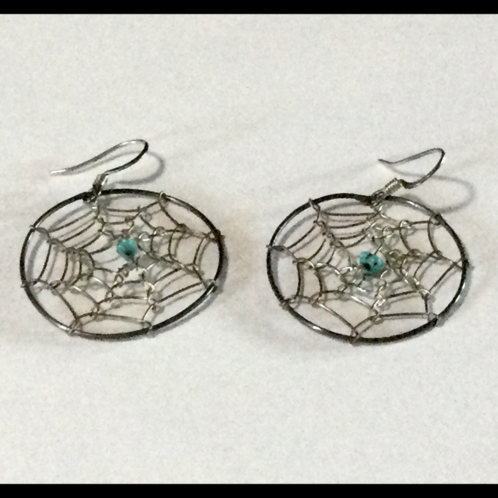 Silver Spider Circle With Turquoise Center